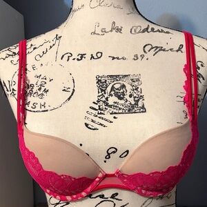 Victoria's Secret Hot Pink and Nude Lace Bra, Very Sexy push-up